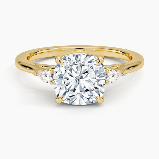 Aria Perfect Fit Three Stone Diamond Ring - Cushion Cut Center Stone