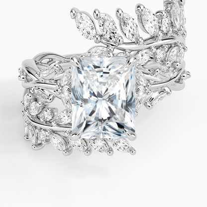 Secret Garden Wrap Diamond Ring - Radiant Cut Center Stone