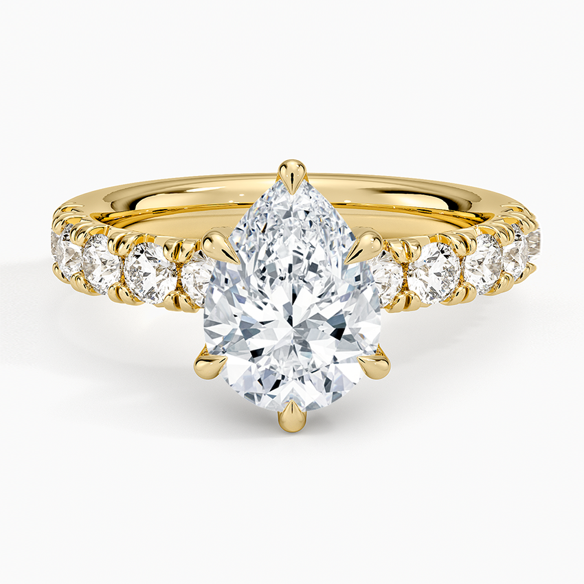 Ellora Half Coverage Diamond Ring - Pear Center Stone