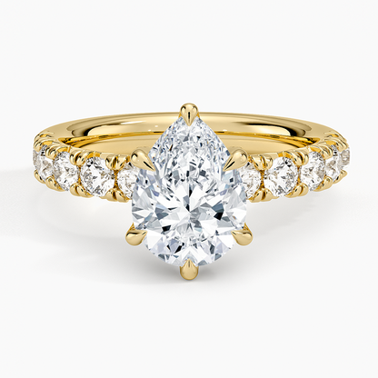 Ellora Half Coverage Diamond Ring - Pear Center Stone