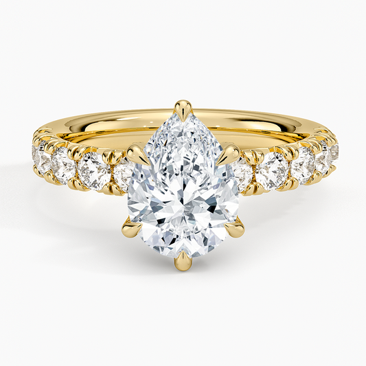Ellora Half Coverage Diamond Ring - Pear Center Stone
