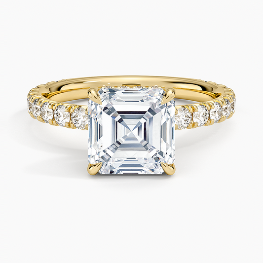 Perfect Fit French Pavé Diamond Ring - Asscher Cut Center Stone