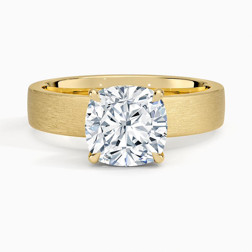 Peyton 4mm Satin Finish Solitaire Ring - Cushion Cut Center Stone