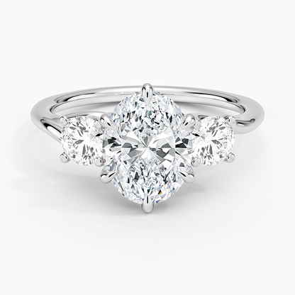 Luxe Delilah Three Stone Diamond Ring - Oval Center Stone