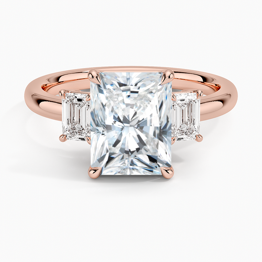 Rhiannon Emerald Cut Three Stone Diamond Ring (1/2 ct. tw.) - Radiant Cut Center Stone