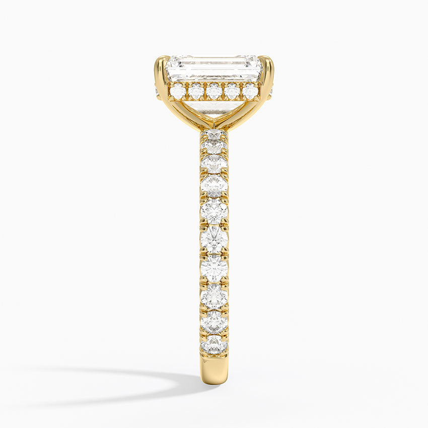 Perfect Fit French Pavé Diamond Ring - Emerald Cut Center Stone