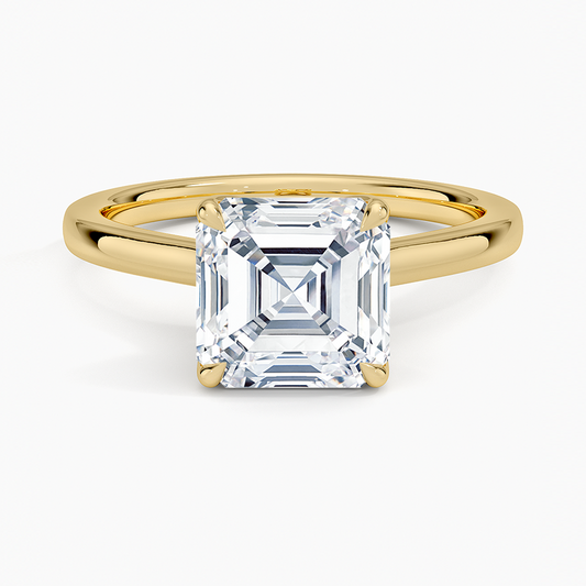 Elodie Cathedral Solitaire Ring - Asscher Cut Center Stone