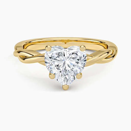 Twisted Vine Solitaire Ring - Heart Center Stone