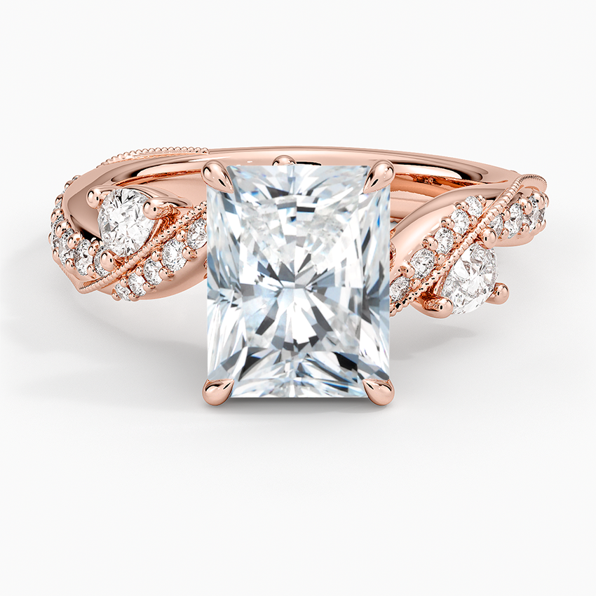 Grand Camellia Diamond Ring - Radiant Cut Center Stone