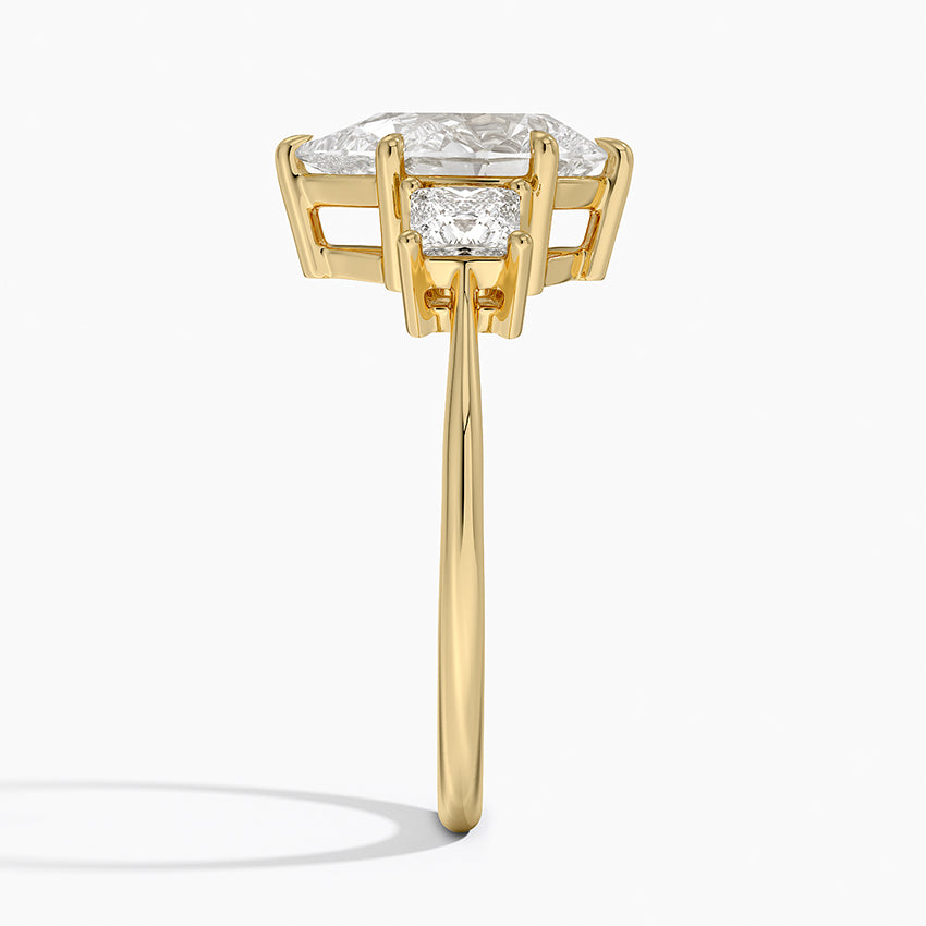 Princess Cut Three Stone Diamond Ring - Pear Cut Center Stone