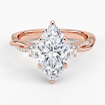 Petite Twisted Vine Three Stone Diamond Ring (2/5 ct. tw.) - Marquise Center Stone