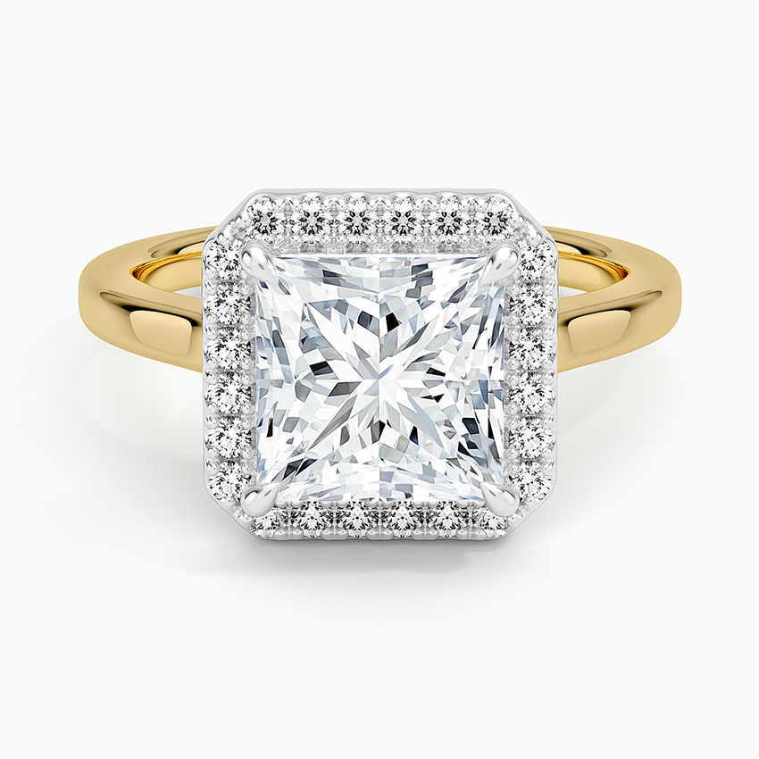 Platinum Mixed Metal Julia Halo Diamond Ring (1/5 ct. tw.) - Princess Cut Center Stone