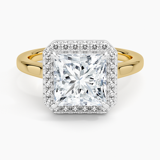 Platinum Mixed Metal Julia Halo Diamond Ring (1/5 ct. tw.) - Princess Cut Center Stone