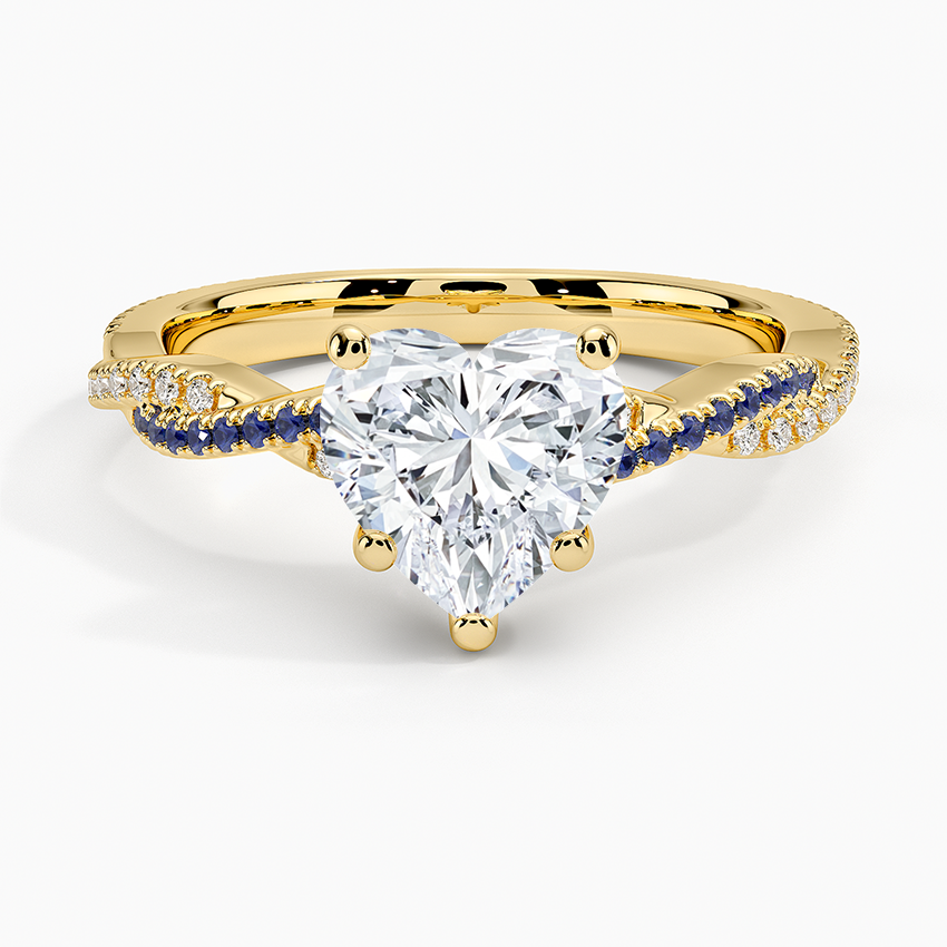 Petite Luxe Twisted Vine Sapphire and Diamond Ring (1/8 ct. tw.) - Heart Cut Center Stone