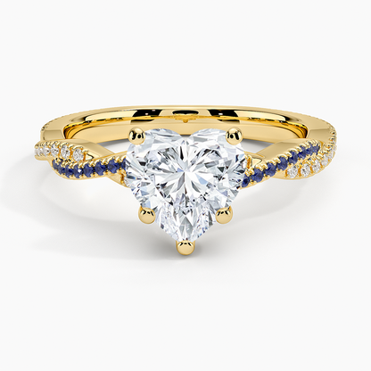 Petite Luxe Twisted Vine Sapphire and Diamond Ring (1/8 ct. tw.) - Heart Cut Center Stone