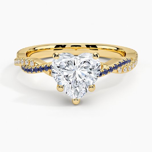 Petite Luxe Twisted Vine Sapphire and Diamond Ring (1/8 ct. tw.) - Heart Cut Center Stone