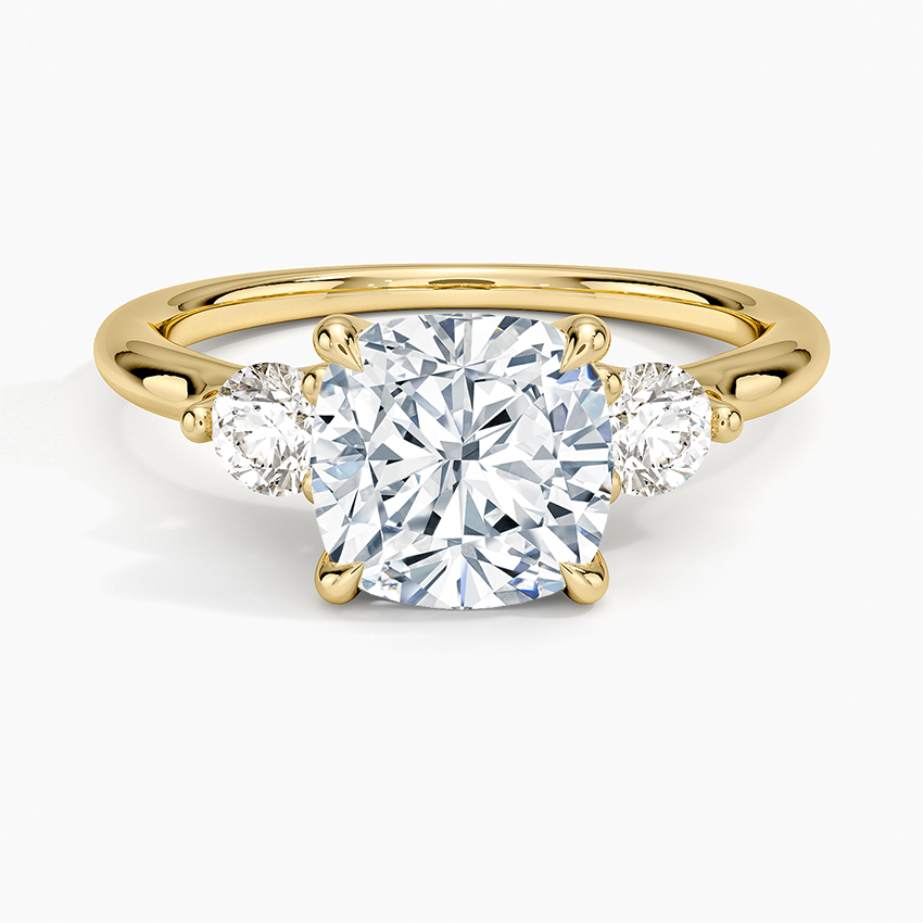 Freesia Three Stone Diamond Ring (1/3 ct. tw.) - Cushion Cut Center Stone