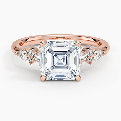 Rosette Diamond Ring - Asscher Cut Center Stone