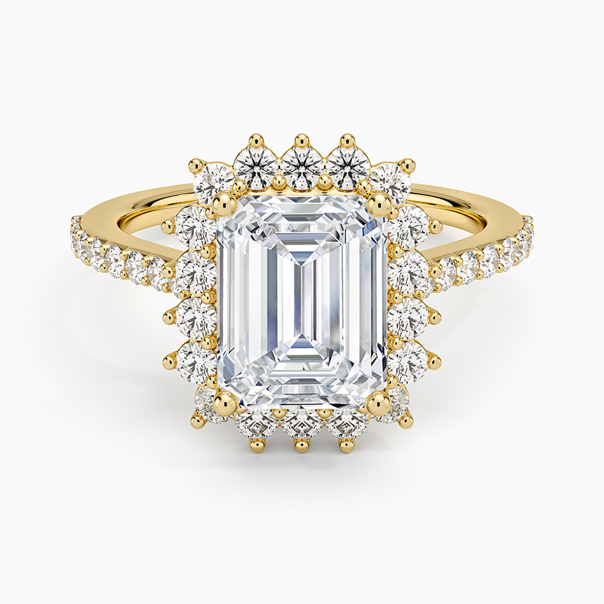 Luxe Sunburst Halo Diamond Ring (1/2 ct. tw.) - Emerald Cut Center Stone