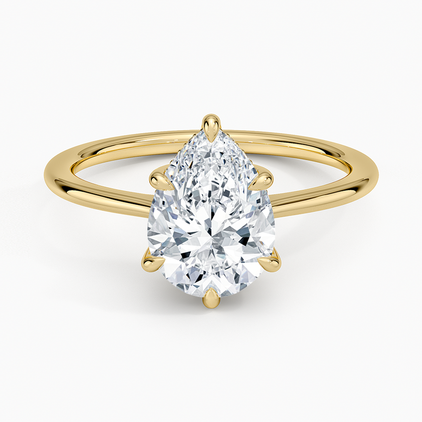 Elle Hidden Halo Diamond Ring - Pear Cut Center Stone
