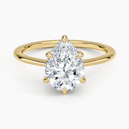 Elle Hidden Halo Diamond Ring - Pear Cut Center Stone