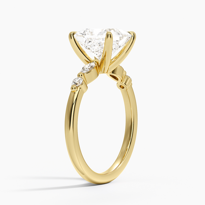 Versailles One-Quarter Coverage Diamond Ring - Princess Cut Center Stone