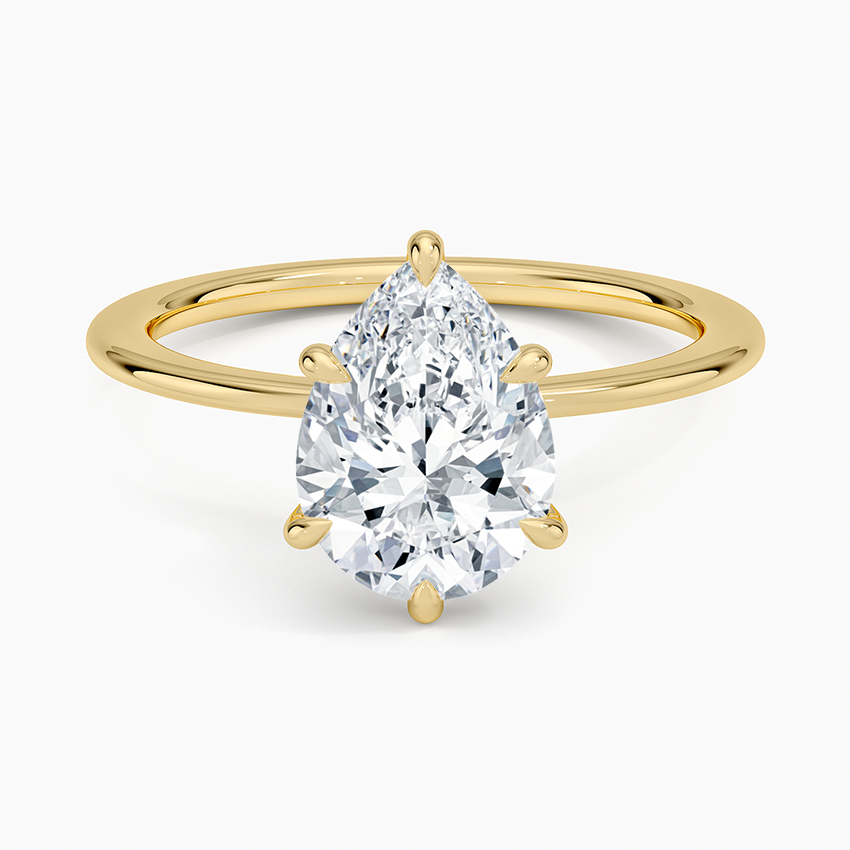 Petite Secret Halo Diamond Ring - Pear Center Stone