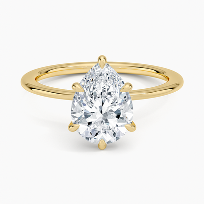 Petite Secret Halo Diamond Ring - Pear Center Stone
