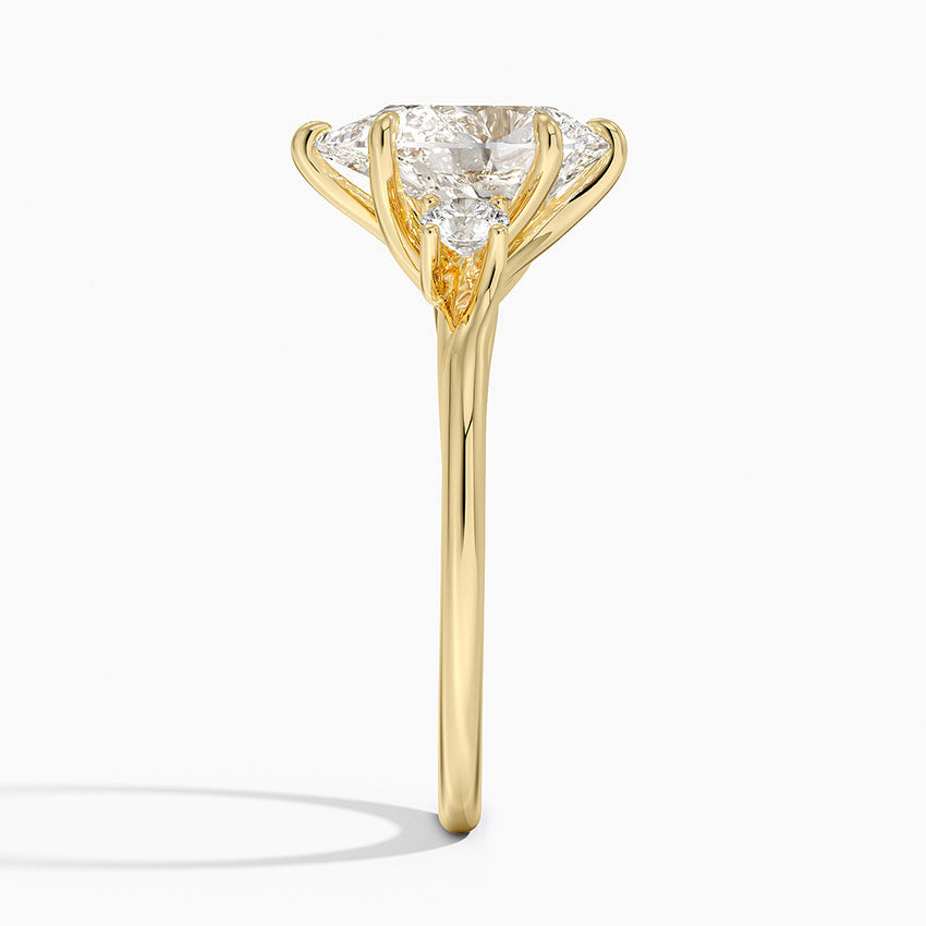 Delilah Three Stone Diamond Ring - Pear Center Stone
