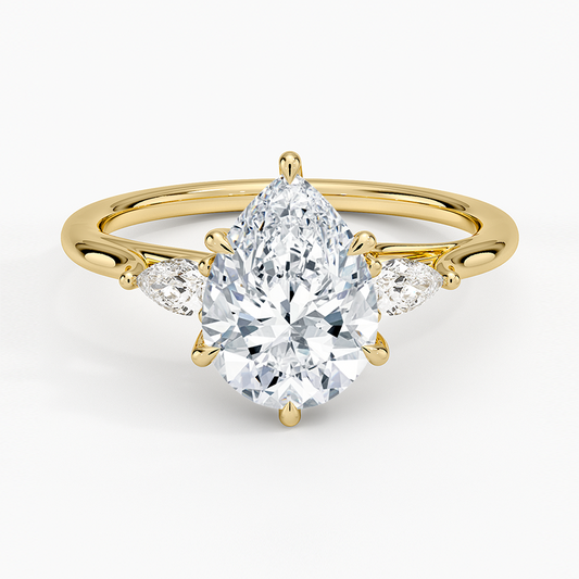 Delilah Three Stone Pear Diamond Ring (1/5 ct. tw.) - Pear Center Stone