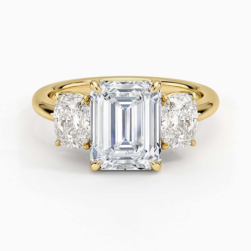 Luxe Faye Elongated Cushion Three Stone Diamond Ring (1 ct. tw.) - Emerald Cut Center Stone