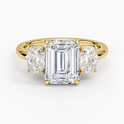 Luxe Faye Elongated Cushion Three Stone Diamond Ring (1 ct. tw.) - Emerald Cut Center Stone