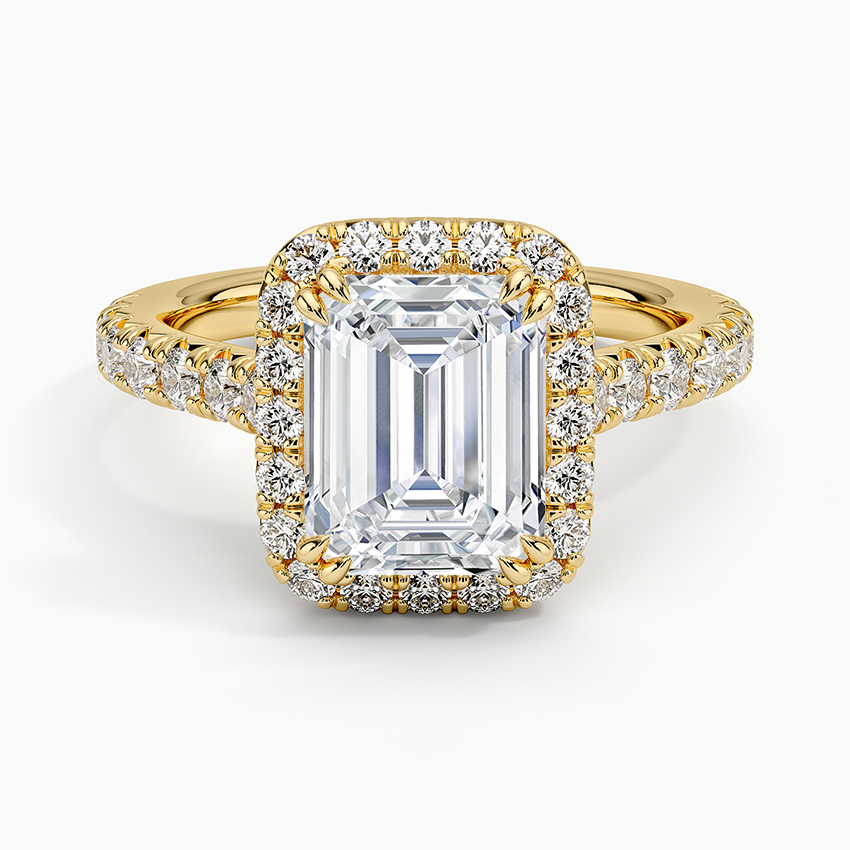 Sienna Halo Half Coverage Diamond Ring (2/3 ct. tw.) - Emerald Cut Center Stone