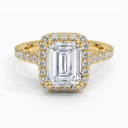 Sienna Halo Half Coverage Diamond Ring (2/3 ct. tw.) - Emerald Cut Center Stone