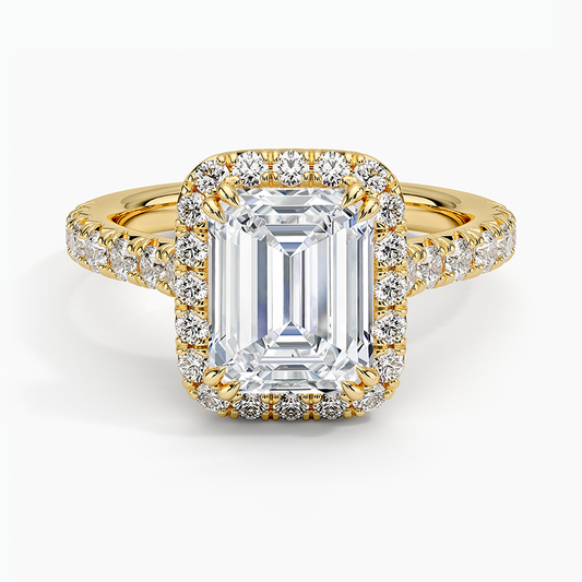 Sienna Halo Half Coverage Diamond Ring (2/3 ct. tw.) - Emerald Cut Center Stone