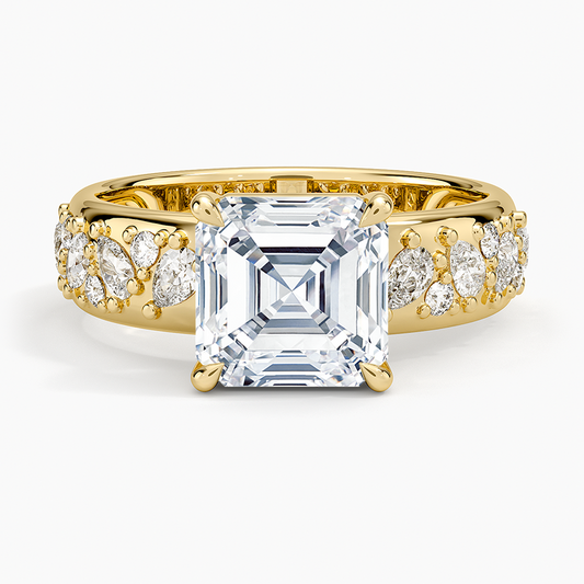 Mosaic Olivetta Three-Quarter Coverage Diamond Ring (1/2 ct. tw.) - Asscher Cut Center Stone