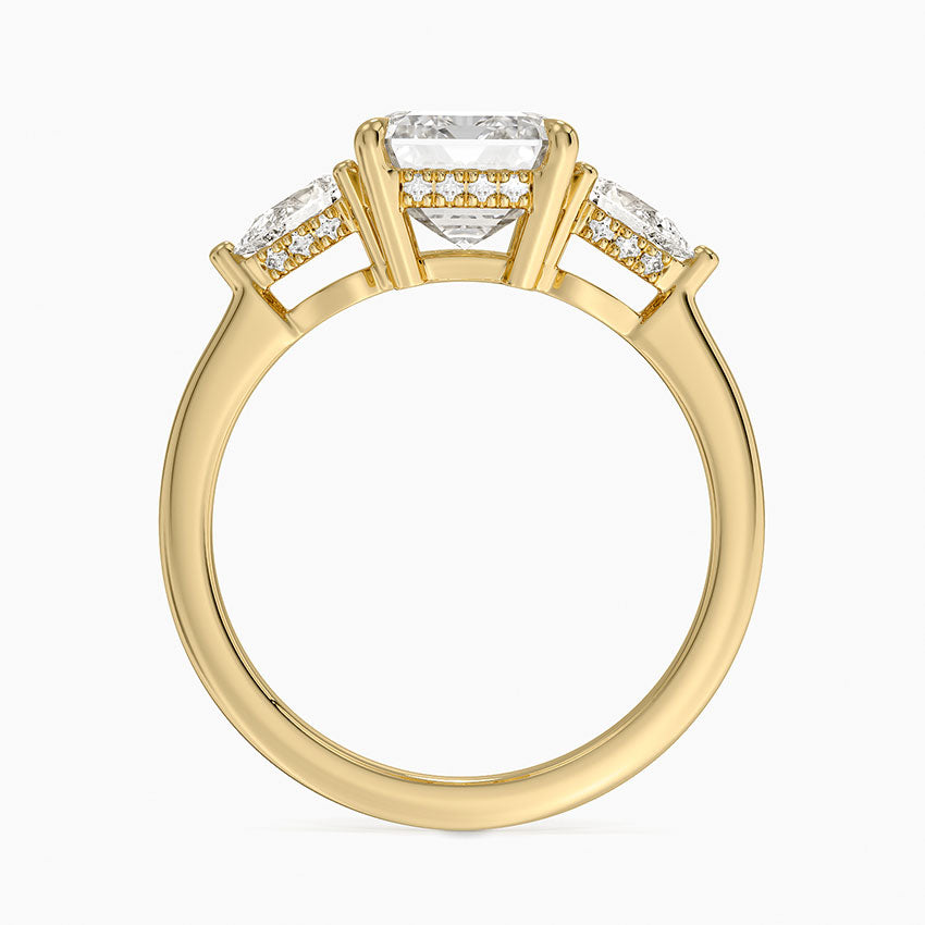 Adorned Opera Three Stone Diamond Ring (1/2 ct. tw.) - Emerald Cut Center Stone