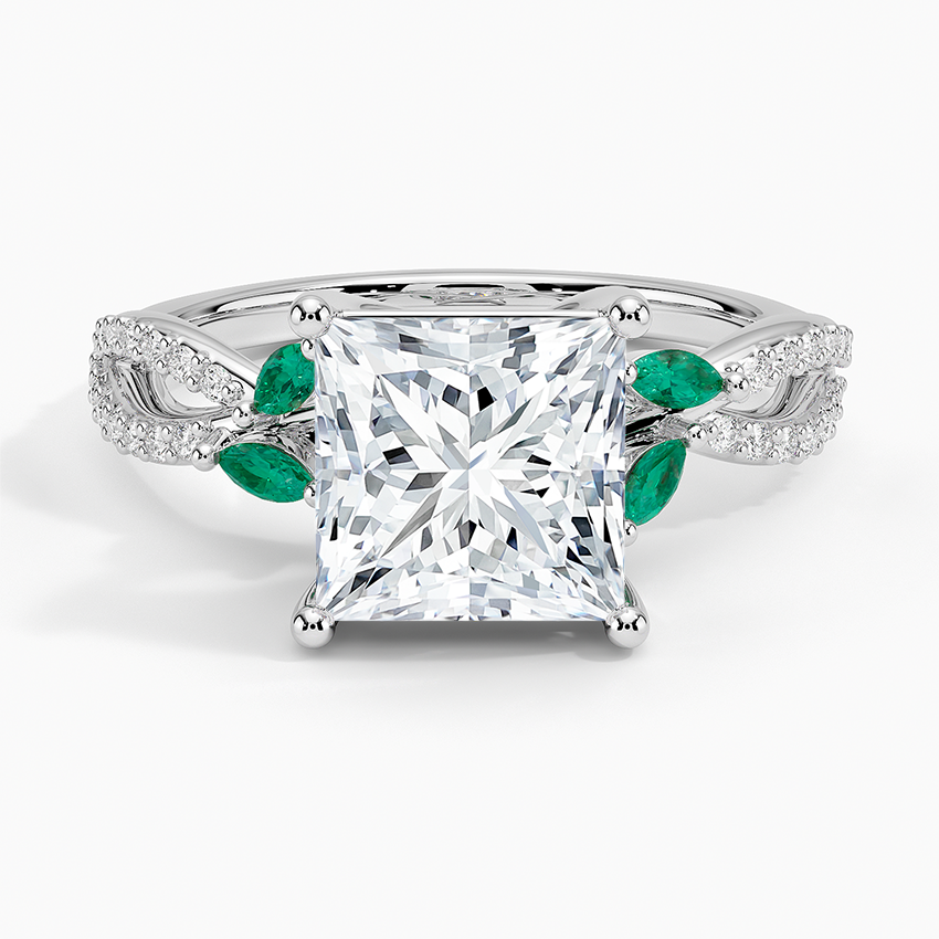 Luxe Willow Lab Emerald and Diamond Ring (1/8 ct. tw.) - Princess Cut Center Stone