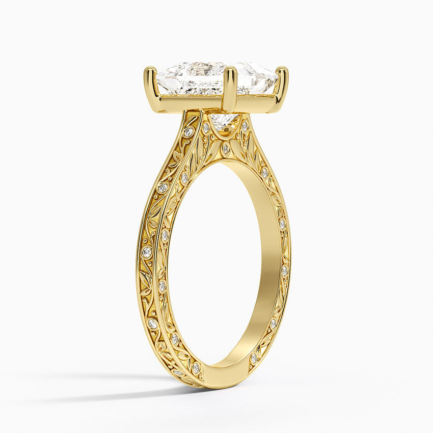Grove Perfect Fit Engraved Diamond Ring (1/10 ct. tw.) - Princess Cut Center Stone