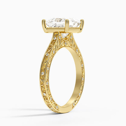 Grove Perfect Fit Engraved Diamond Ring (1/10 ct. tw.) - Princess Cut Center Stone