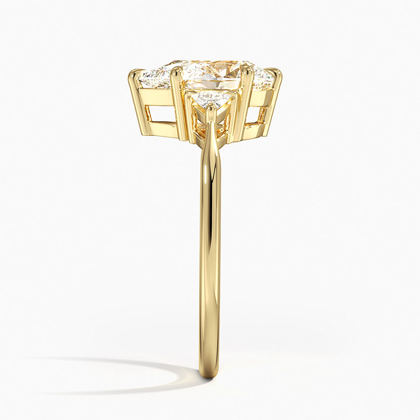 Trillion Cut Three Stone Diamond Ring - Pear Cut Center Stone
