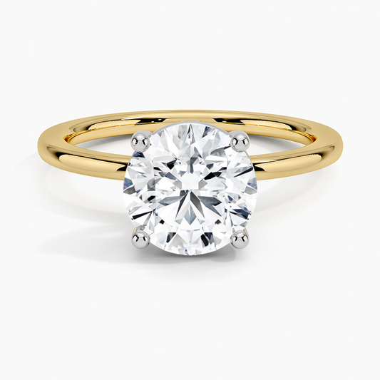 Mixed Metal Perfect Fit Solitaire Ring - Round Cut Center Stone