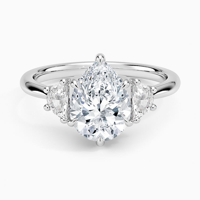 Half Moon Three Stone Diamond Ring (1/4 ct. tw.) - Pear Center Stone