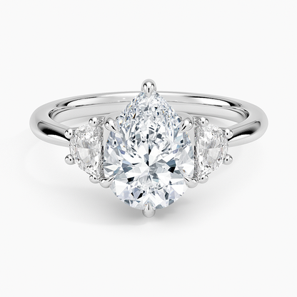 Half Moon Three Stone Diamond Ring (1/4 ct. tw.) - Pear Center Stone