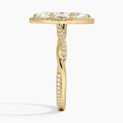 Petite Twisted Vine Halo Diamond Ring (1/4 ct. tw.) - Marquise Center Stone