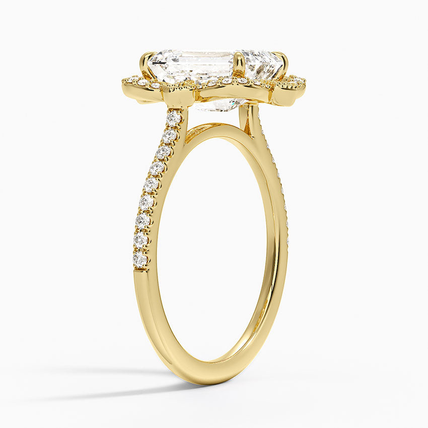 Reina Halo Diamond Ring - Emerald Cut Center Stone