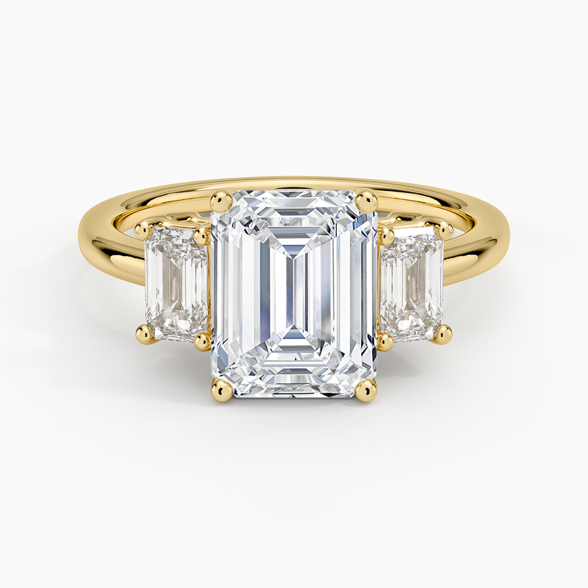 Luxe Rhiannon Three Stone Diamond Ring (3/4 ct. tw.) - Emerald Cut Center Stone