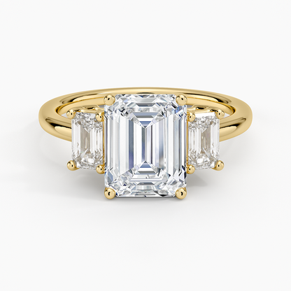 Luxe Rhiannon Three Stone Diamond Ring (3/4 ct. tw.) - Emerald Cut Center Stone
