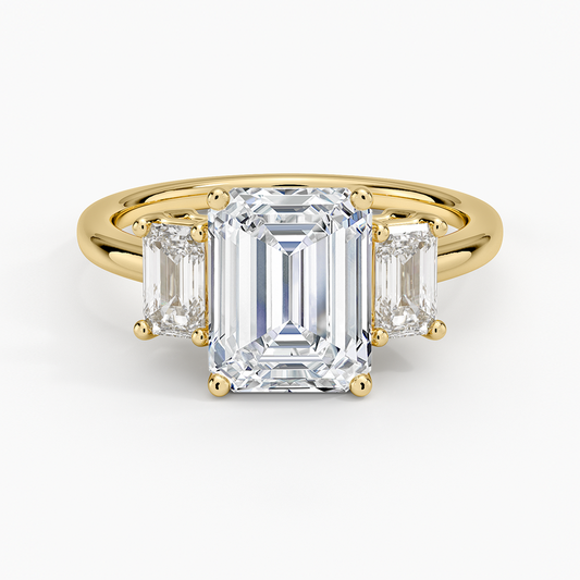 Luxe Rhiannon Three Stone Diamond Ring (3/4 ct. tw.) - Emerald Cut Center Stone