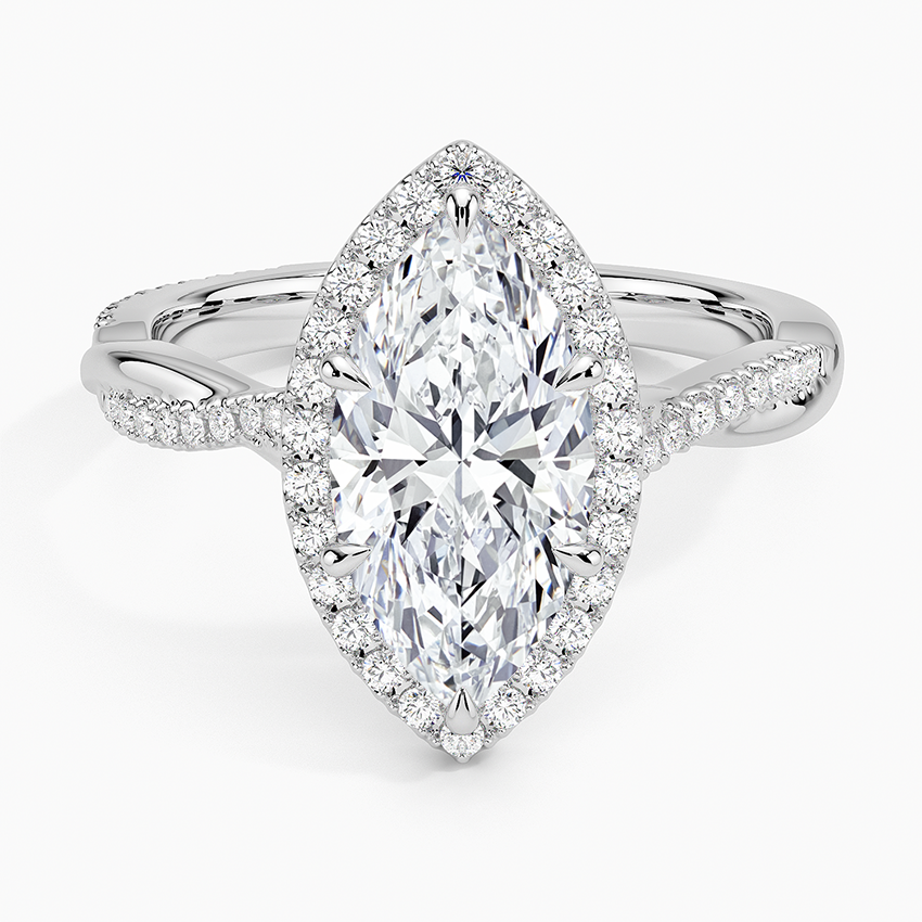 Petite Twisted Vine Halo Diamond Ring (1/4 ct. tw.) - Marquise Center Stone
